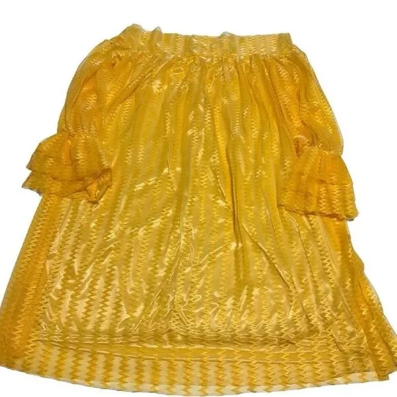 Lace overlay Sheer ZigZag Off Shoulder Pullover Minidress, L. Marigold! Volup! - Picture 11 of 16